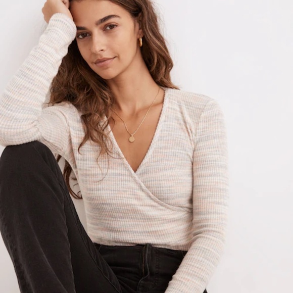 Madewell Tops - NWOT Madewell Space-Dye Faux-Wrap Top